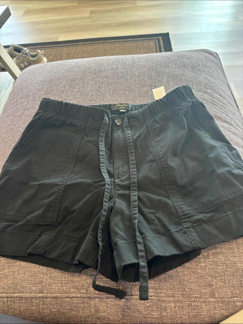 Banana Republic Black High-Waist Drawstring Shorts